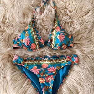 Nanette Lepore Vibrant Floral Bikini in Blue and Orange